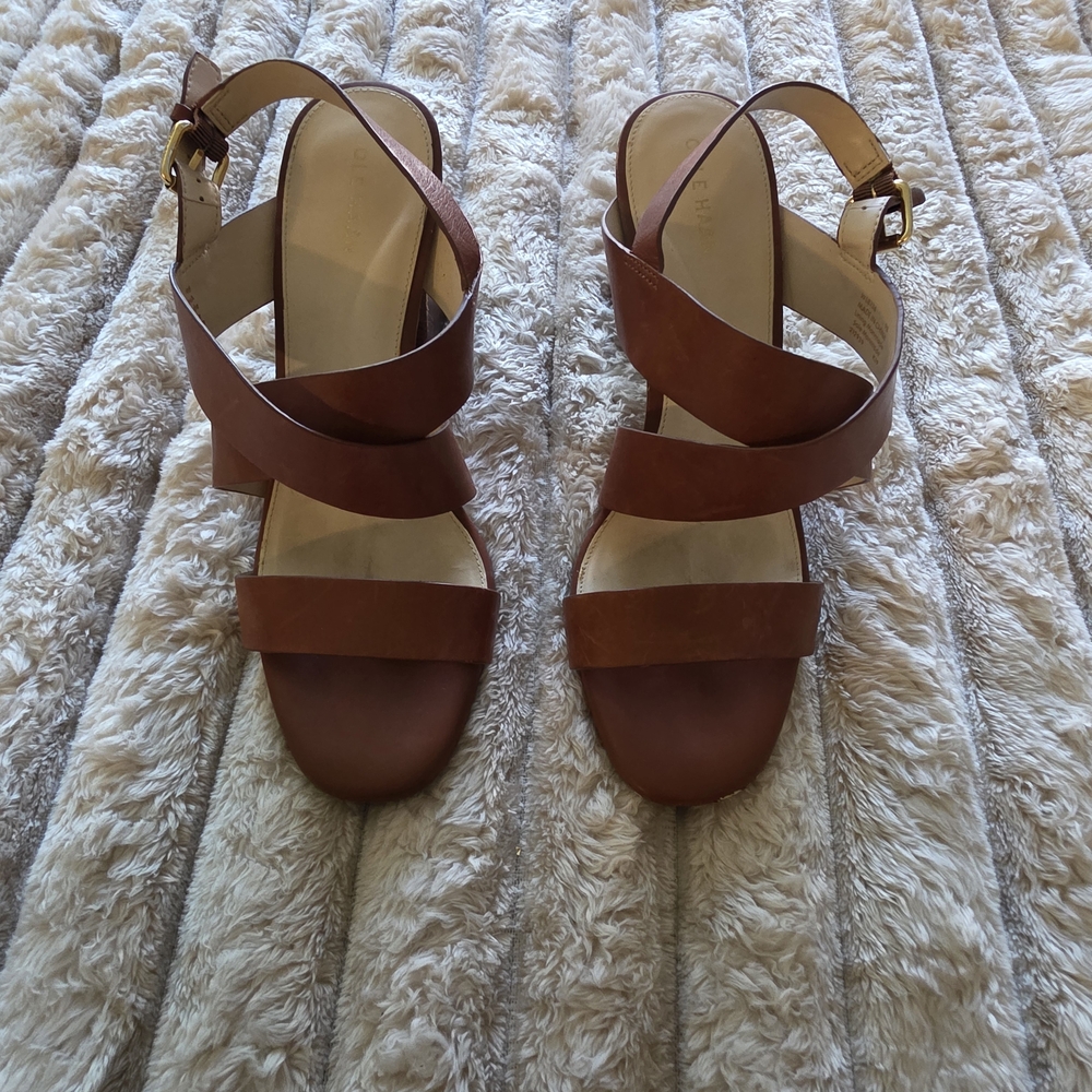 Cole Haan Women’s Strappy Block Heel Sandals in Cognac Brown - Picture 2 of 9